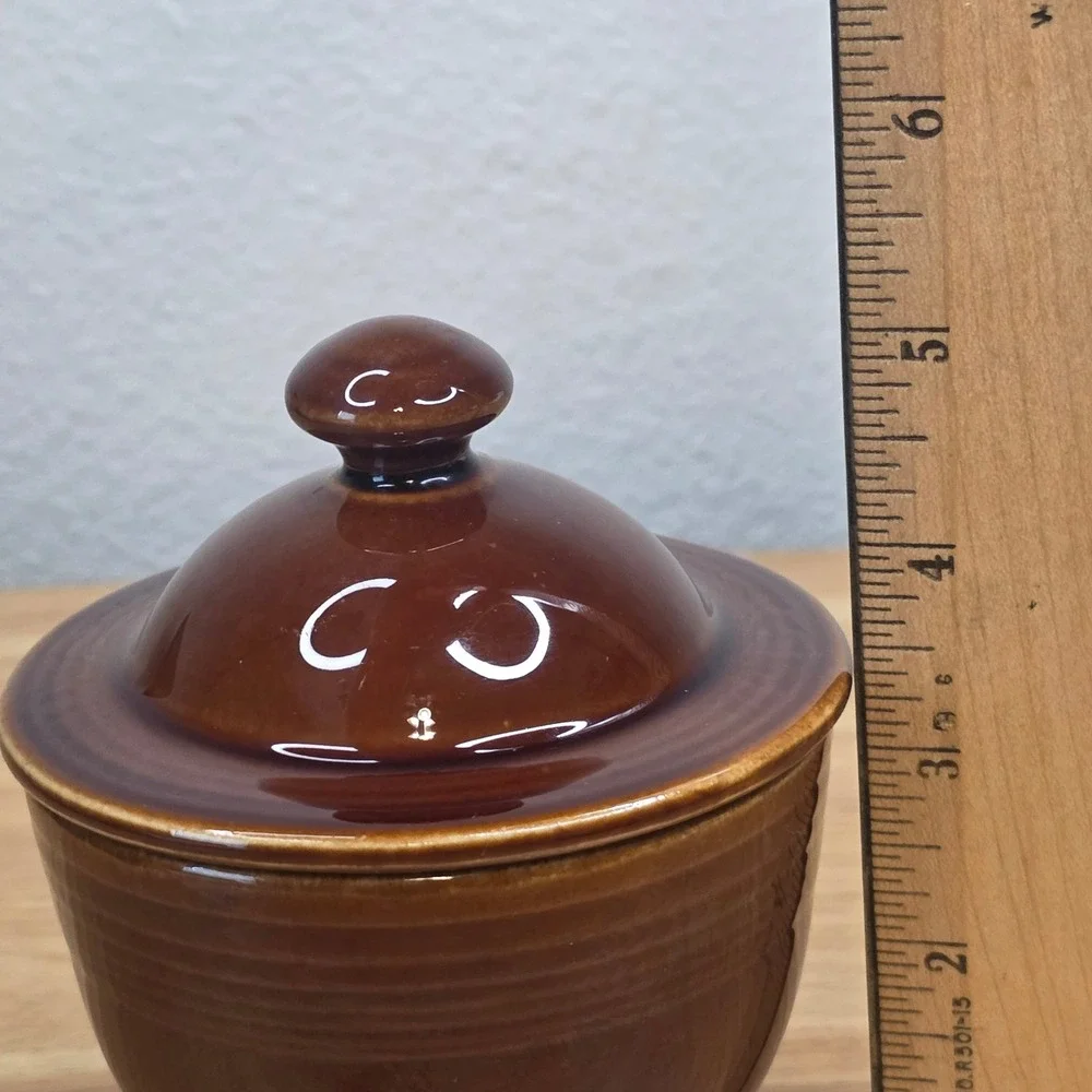 Vintage 1960s Fiesta Ironstone Sheffield Amberstone Glaze Sugar Bowl HTF